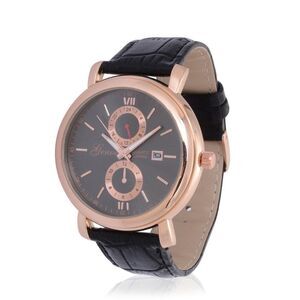 GENOA Miyota Watch in ION Plated RG Black Strap